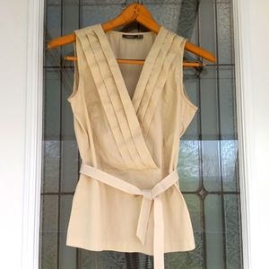 Mexx Cream Sleeveless Blouse With Sash Side Zipper Size UK 10/ US 6